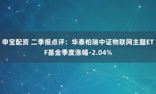 申宝配资 二季报点评：华泰柏瑞中证物联网主题ETF基金季度涨幅-2.04%